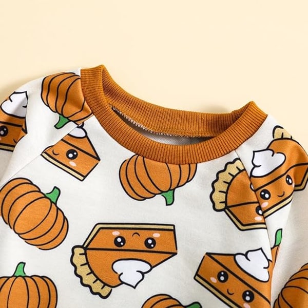 Baby pige Halloween tøj til småbørn, søde græskar print outfits pullover sweatshirts og flare bukser sæt (størrelse: 90CM) Anbefalet alder: 12-18 måneder Brown 90cm