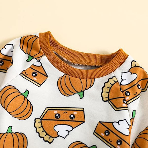 Taapero Tyttöjen Halloween Vaatteet Lapsi Tyttö Söpö Kurpitsa Tulostus Asut Puserot Ja Leimahoususetti（Koko：70CM）Ehdotettu Ikä:0-6 Kuukautta
