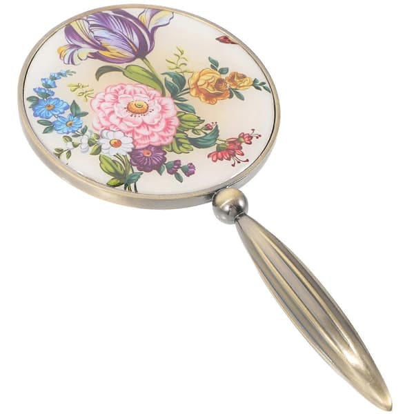 Vintage handspegel för flickor, resesmink, touch-up, liten reflekterande metallspegel, 2 st