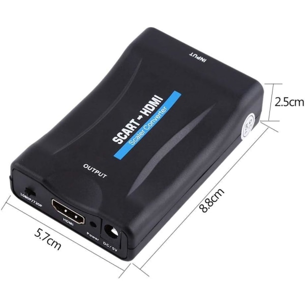Til HDMI-konverter, 1080P Scart til HDMI-lyd-videoadapter, sort