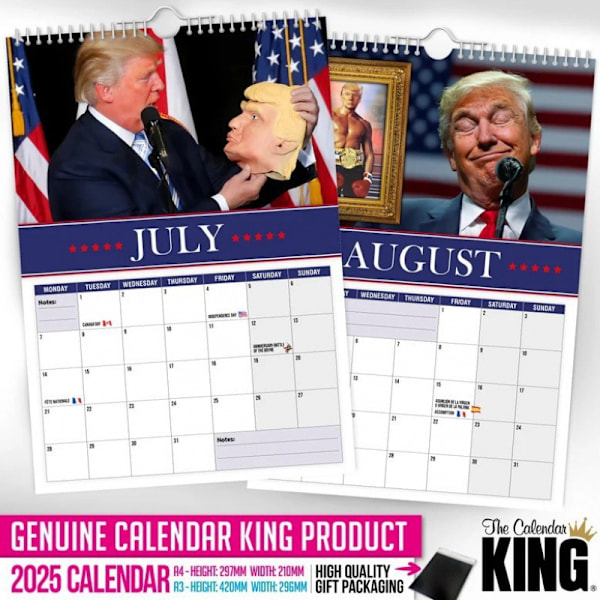 Vægkalender 2025 - Sjov - A3 Størrelse / Skør / Jul / Fødselsdag / Gaveidé / Gave