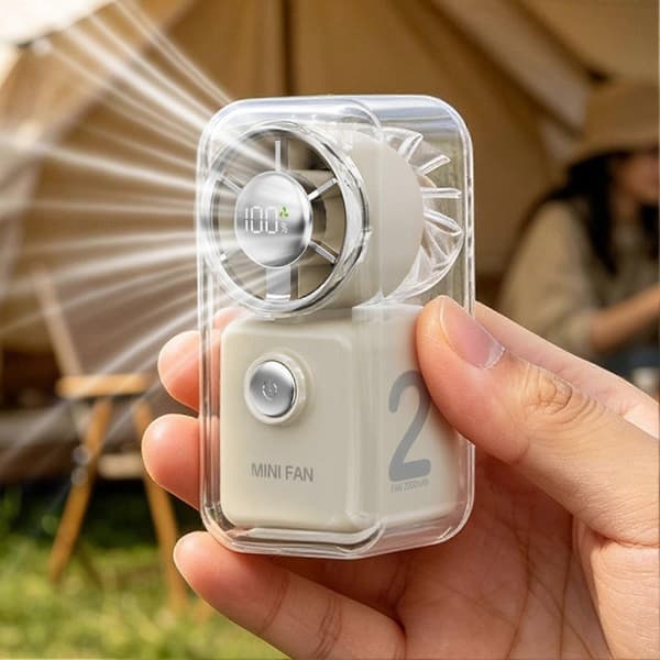 Cyber Mini Ventilator – Bærbar Lommeventilator med Digital Strømvisning til Kontor og Rejser White