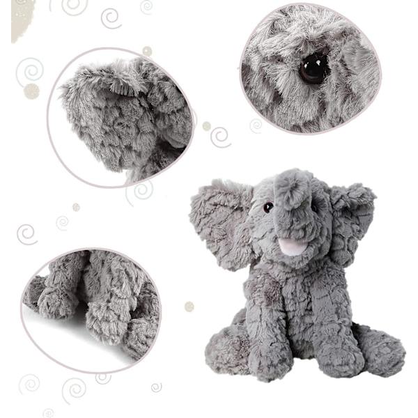 9 tum Elefant Gosedjur Mjuk Söta Elefantdocka Plysch Gosedjur för Pojkar Flickor (Grå)