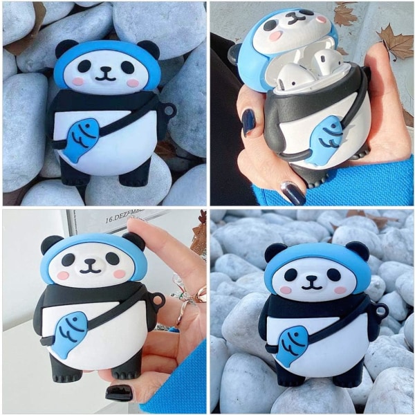 Tegneserie Øretelefon Etui Myk Silikon Øretelefon Beskyttende Skall 3D Panda Form Ørepropper Etui Støtsikkert Headset Deksel Hud med Klips Kompatibel