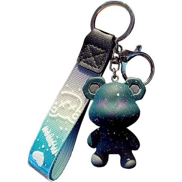 Men Women Boy Girl Cute Color Bear Keychain Creative Braided Rope Resin Animal Pendant Metal Key Ring