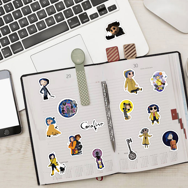 Coraline Vedenpitävät Tarrat (60 kpl) Hydroflask Vedenpullolle Esteettiset Vinyyli Tarrat Kannettavalle Lautakuntoon Matkalaukkuun Teineille Lapsille/Cor