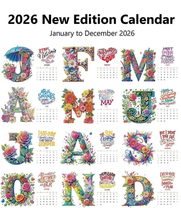 2026 Kalender malerier sæt Kunst Bordkalender til Hjemmekontor Blandet Farve