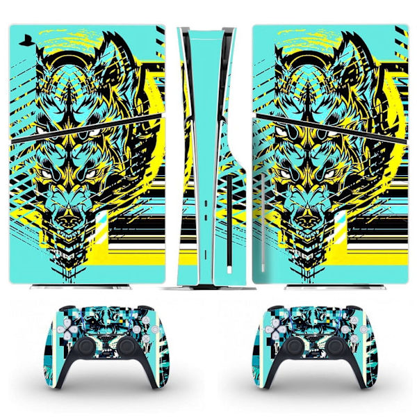 Playstation 5 Slim Ps5 Slim Dragon Skin Decal Och Controller Stickers Set, Reptålig (Disk) Style06