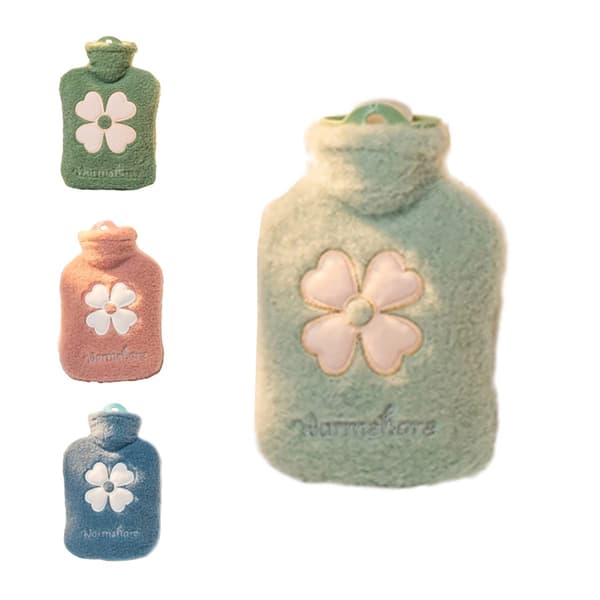 Hot Water Bottle Cartoon Plush Portable Mini 1000ML-Mint Green