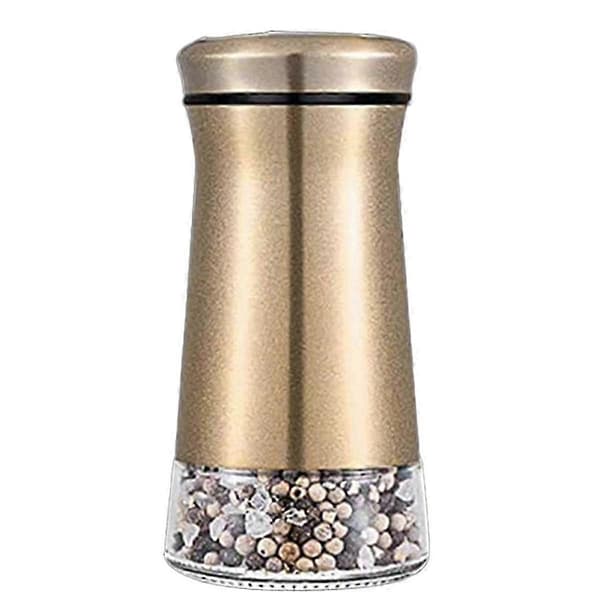 Køkken Shaker Krydderiflaske Dispenser med Låg, Rustfrit Stål og Glas, Guld