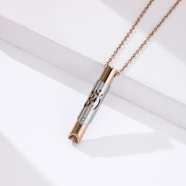 Halskæde til rygestop, Åndedragshalskæde mod angst, Yoga Mindful Meditation Stress Relief Breathlace, Åndedragshalskæde i rustfrit stål Rose Gold