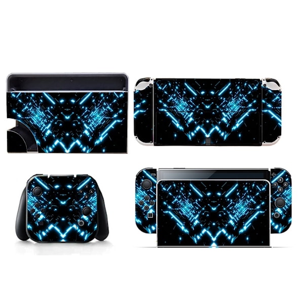 Sopii Switch OLED -tarroille, hieno muotoilu, pölytiivis, naarmuuntumaton ja värikkäät tarrat (musta ja sininen) Style09