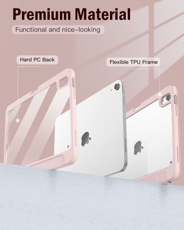 iPad 11 Cover til 11\" 2025 med Penholder & Auto Wake/Sleep - Rosa pink