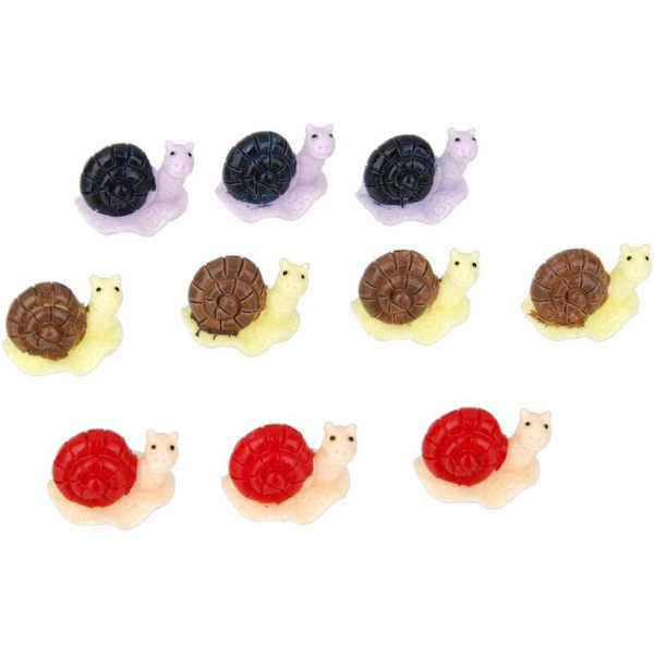 10 stk Miniatyr Fe Hage Mini 3 Farger Resin Dekor Snegler Tilbehør Hagedekorasjon