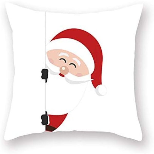 4 stk. Merry Christmas pudebetræk Julemand gaver firkantede pudebetræk linned lynlås pudebetræk (18x18 tommer)