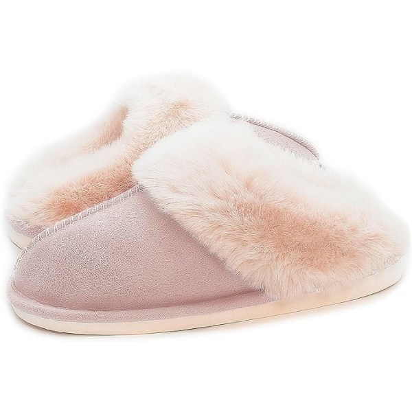 House Slippers for Woman Men, Fuzzy Fluffy Memory Foam Slip on House Shoes Anti-Skid Super Warm（Size：5-6）