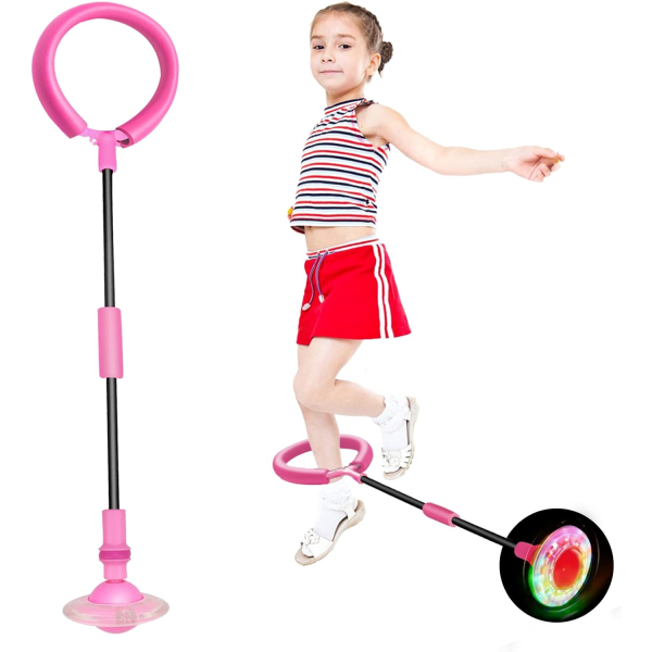 Hoppboll | Blinkande hoppring Ankel hoppboll Färgglad ljusblinkande hopfällbar hoppboll Blinkande boll Rosa