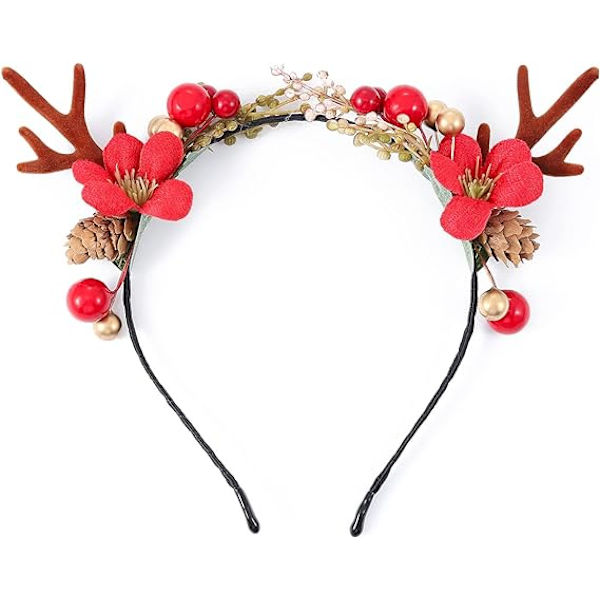 Julehovedbånd Blomster Gevir Hovedbånd Rådyr Gevir Hovedbånd Elg Hjorte Hovedbøjle Julehårbånd Julepynt Hovedbeklædning Hår