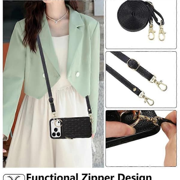 Chic Lychee Textur PU Läder Crossbody Plånboksfodral Kompatibelt med iPhone 17 Pro Max