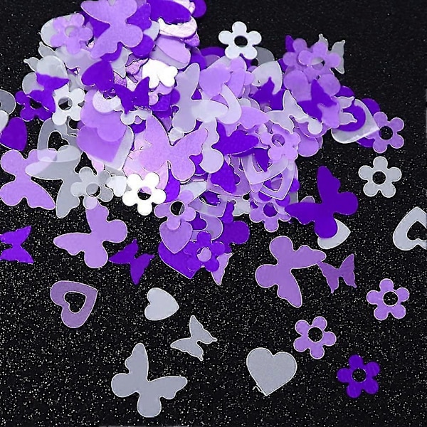 Valentinsdag Nagelkonst Dekaler, Lila Glitter Dekaler Set Kärlek Hjärta Nagel Sekvenser Holografisk Laser Hjärta Nagel Glitter Charms Dekorationer För Romantik