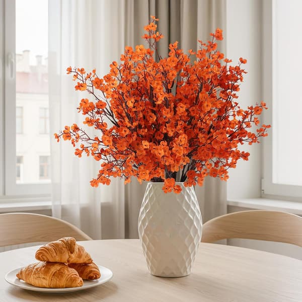 12 stk. kunstige efterårsblomster, \"Real Touch\" brudeslør, falske orange blomster