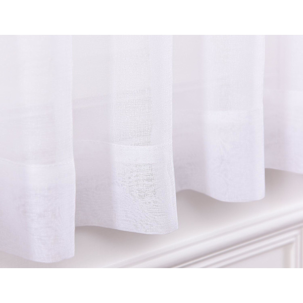 Gjennomsiktige gardiner hvite 【B137cm*L160cm】, stanglomme gasgardiner for stue, soverom, 2-delt sett