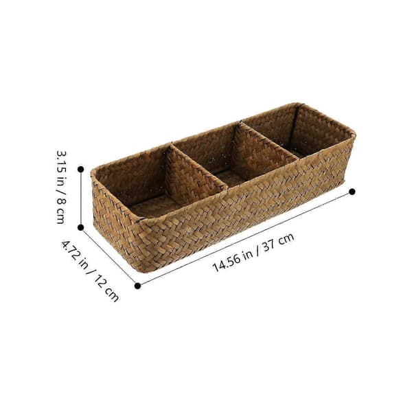 Hemförvaringskorgar Rektangulär Form Sjögräs Vävd Organizer 37X12X8CM 1st
