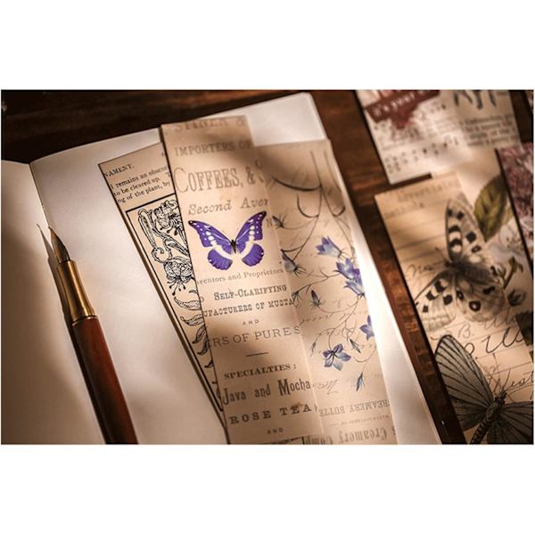 Vintage Natural Style Butterfly Flower Plant Kirjanmerkit, 30CPS (Gentle Whispers)