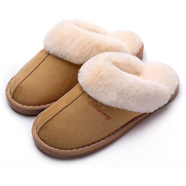 Hussko til kvinder og mænd, Fuzzy Fluffy Memory Foam Slip-on Hjemmesko Anti-Skridsikker Super Varme (Størrelse: 5-6)