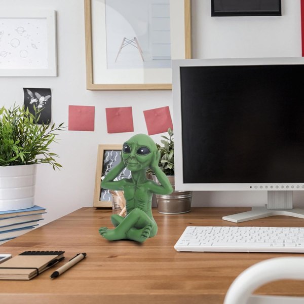 Mini Alien Desktop Figurine, Ublegelig Alien Dekoration, Håndlavet Statue til Have, Kontor, Balkon, Gård, Soveværelse, Stue