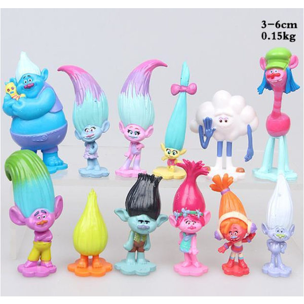 12 st Trolls Figurer Julklappar