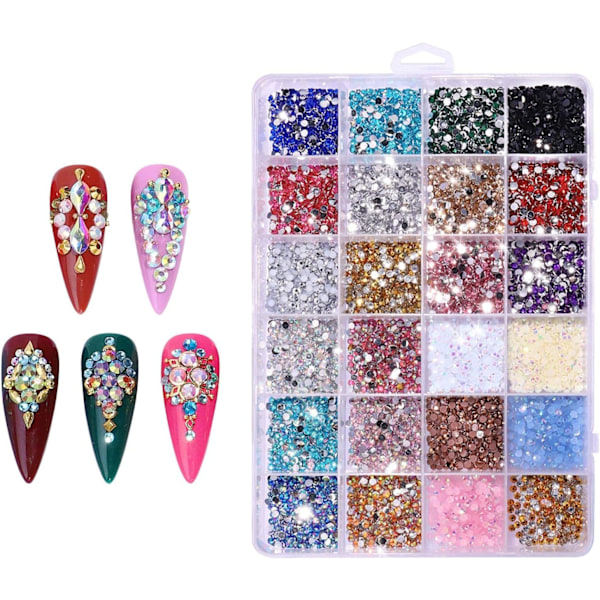 Litet Kristall Strass Kit | 3500 Delar Glitter Resin Strass Kit, Flatback AB Klara Juveler Diamanter Nageldekorationer för Niktule A