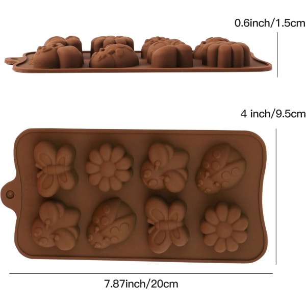 Chokoladebarforme med forskellige mønstre til forlovelse og festfremstilling af chokolade og ischokoladesmelteforme 1-delt sæt (insekter)