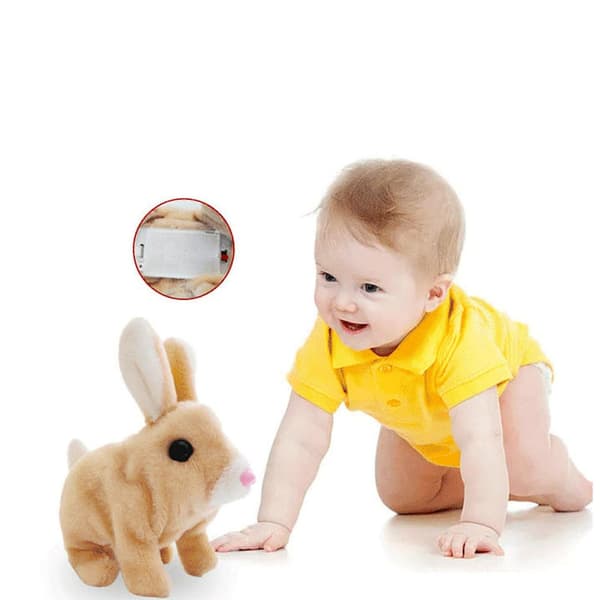 Interactive Educational Stuffed Animal Rabbit, Hopping, Walking, and Talking Toy White