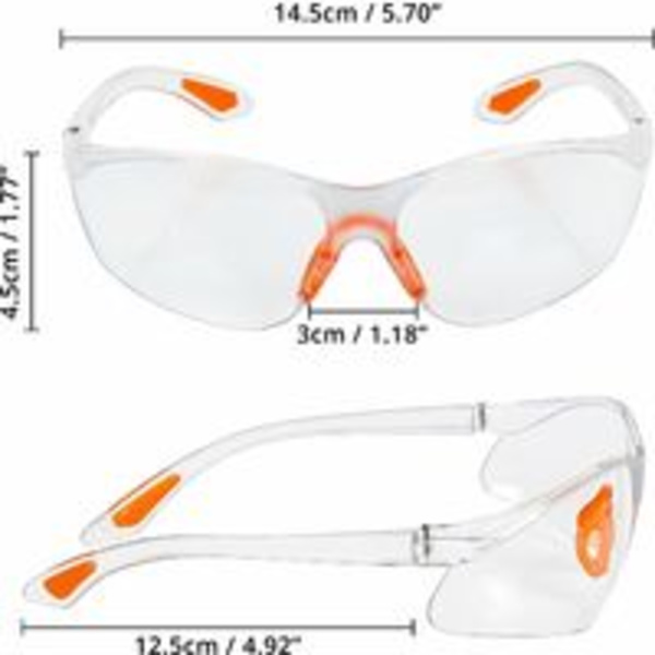 12-pack transparenta skyddsglasögon - skyddsglasögon med plastlins, näsbrygga och gummitempelspetsar för komfort - PPE transparenta glasögon