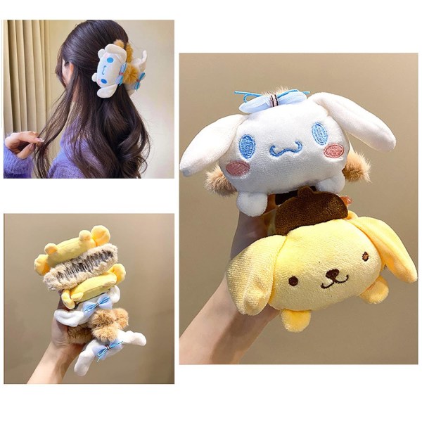 Kawaii hårklämmor för kvinnor och flickor, plysch hårklämmor med starkt grepp, halkfria hårspännen för tjockt, tunt och långt hår, tecknade hårnålar, håraccessoarer