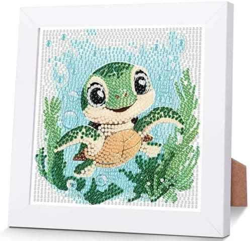 bleihum Turtle Diamond Art Kit for Kids Ages 4-8-12 with Frame 7x7inch