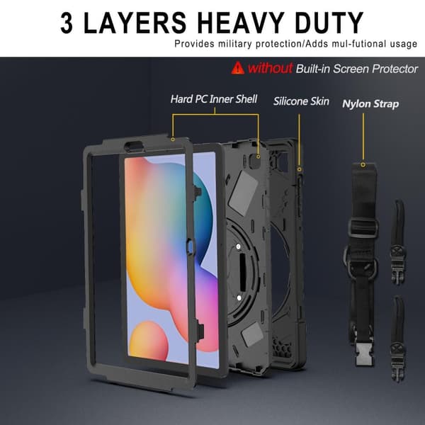 Samsung Galaxy Tab S6 Lite Heavy Duty Armor-fodral med axelrem