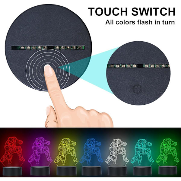 Barnleksaker 3D nattlampa, 3D Illusion nattlampa, LED nattlampa Smart Touch Dimmer Lights 7 Färgförändrande Dekorlampa, Rumdekor, Presenter