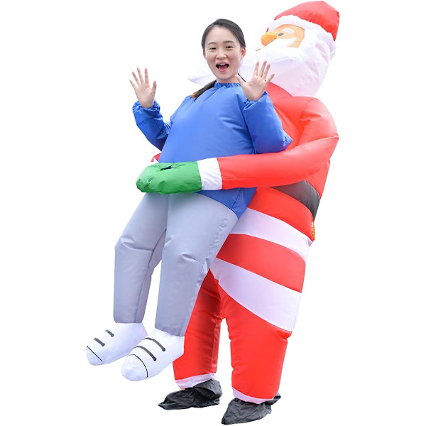 Uppblåsbar jultomtedräkt unisex vuxen kostym cosplay fest (bär dig)