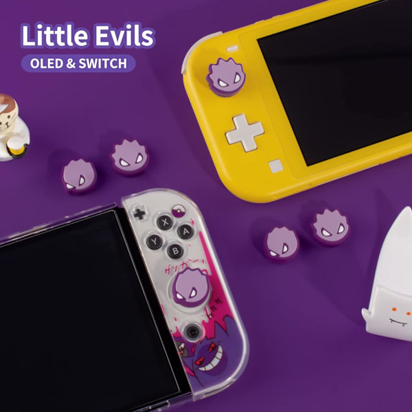 4 st tumgreppskåpor kompatibla med Nintendo Switch/OLED/Switch Lite, mjuka silikon joystickgrepp söta 3D analoga sticköverdrag munkar