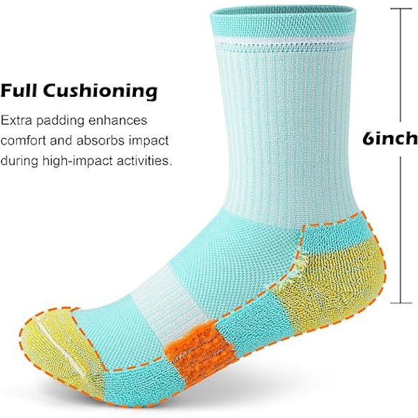 Crew Socks Dam Hiking Running Athletic Cushioned Compression Socks 5-6 Par