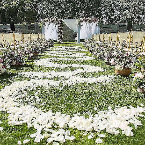4000 stycken konstgjorda silkesrosblad i elfenben, bröllopsdekorationer