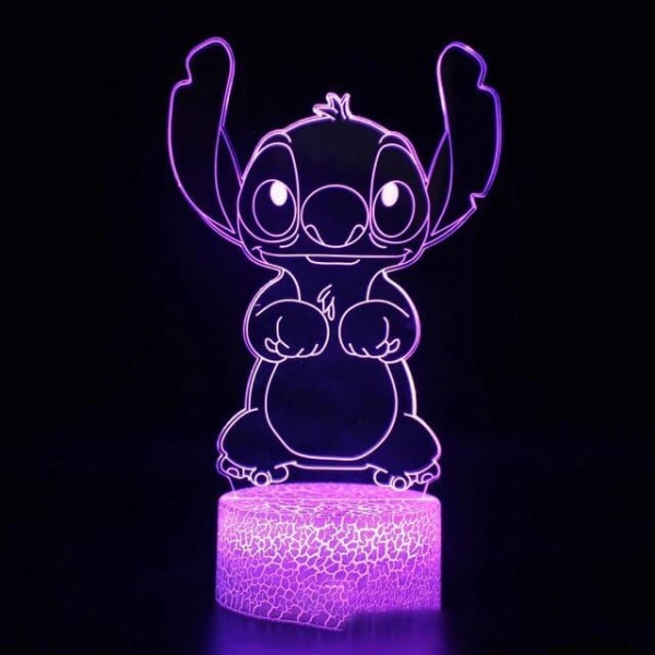 Stitch Anime 3D Natlampe 16 Farver Skiftende Touch & Fjernbetjening Stitch Figur Manga Illusion LED Lampe Julegaver til Drenge/Piger/Børn/Fans