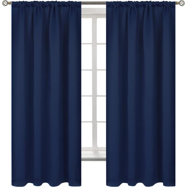 od Pocket Hvite Gardiner for Stue - Termisk Isolerte Vindusbehandlingsgardiner for Soverom, 2 Paneler, 52 x 63 Tommer