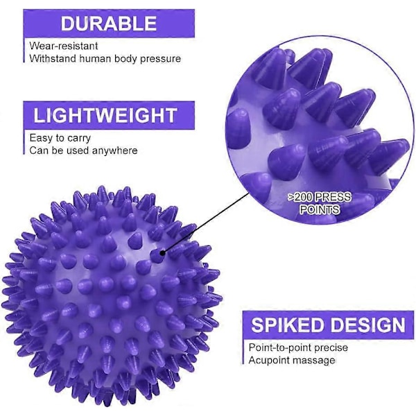 Spikig Massageboll Set, 2-pack Kropp och Fotmassagevals, Hård Jordnötsmassageboll för Plantar Fasciit, Triggerpunktsbehandling, Djupvävnad, Myo 2pcs  Purple Upgrade 2 Pcs - Blue