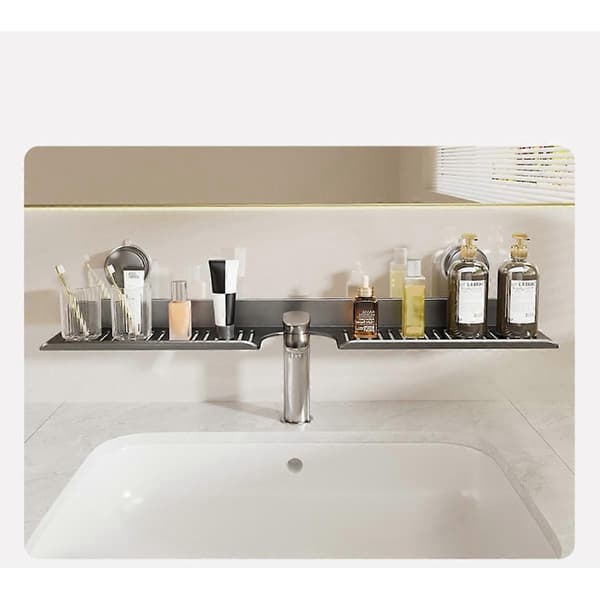 Faucet Shelf with U-shaped Drainage 40 Dark, Suction Cup, No Drilling for Sink and Kitchen