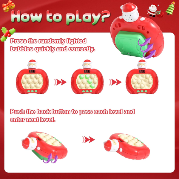 Barnleksak, Handhållen spel för barn 6-8 år, Push Bubble Game, Bubble Pressure Pop Glow Game för tonåringar 8-12 år Födelsedagspresent - Jul