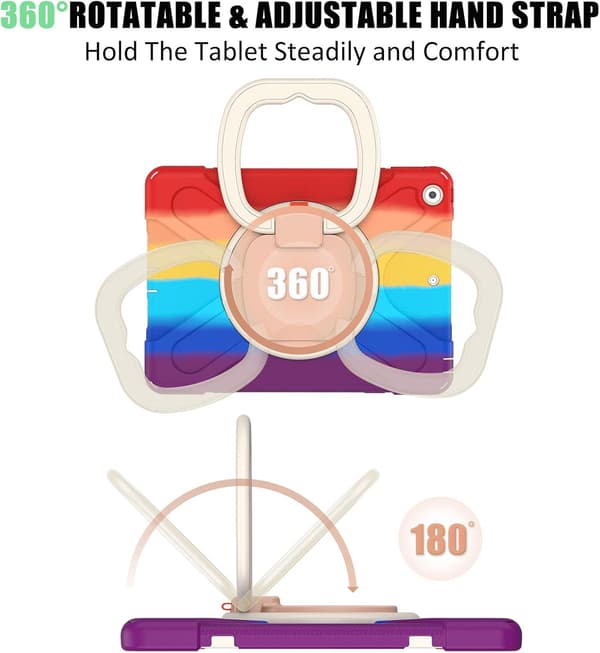iPad 9th/8th/7th Generation Case, iPad 10.2 Case 2021/2020/2019 with Pencil Holder, Stand, Handle and Shoulder Strap Zenrich Heavy Duty