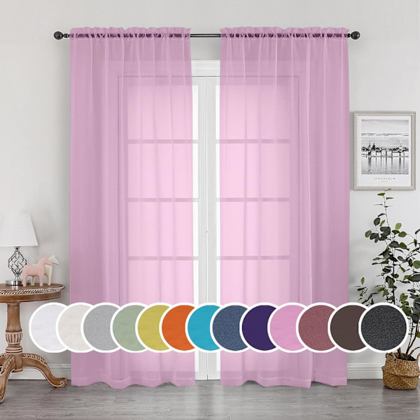 Gjennomsiktige hvite gardiner, gjennomsiktige gardiner 84 tommer lange 2 paneler sett, stanglomme Voile Fimly gjennomsiktige gardiner for stue/soverom, 2 stk, hver 42\" B x 84\" L